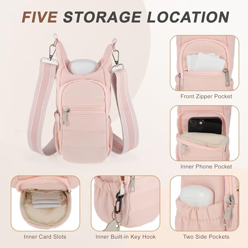 Water Bottle Carrier Bag with Adjustable Strap, for 18/32/40oz Bottle - color: Pink