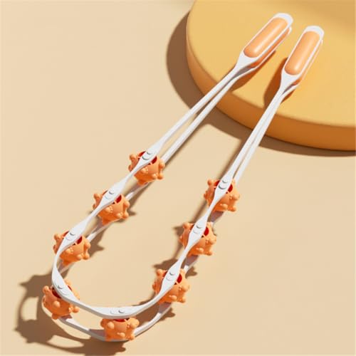 Back Massage Roller Rope, Manual Balll Pull Back Strap with 8 Rollers, Handheld Cellulite Self Massage Tool for Body Shaping, Leg Muscle Relief (Orange) - color: Orange