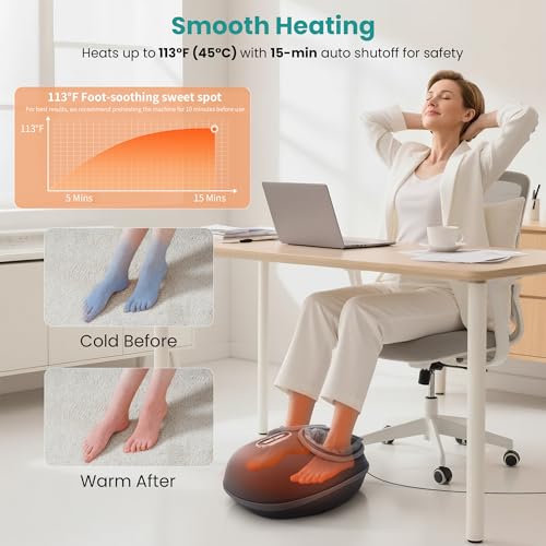 Nekteck Shiatsu Foot Massager with Heat & Air Compression Deep Kneading - color: Gray, size: Large