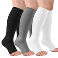 CTHH Toeless Compression Socks for Women & Men Open Toe Knee High Stocking - color: Grey/Black/White, size: Small-Medium