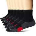 AKOENY Men's Athletic Quarter Socks 6-Pack - color: Black