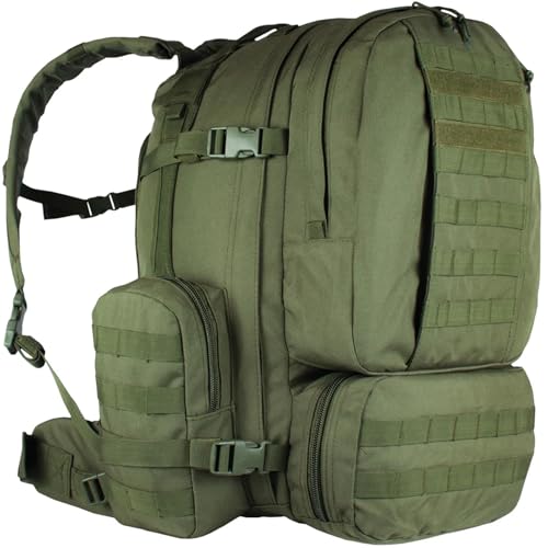FOX OUTDOOR PRODUCTS Advanced 3-Day Combat Pack | 69L Tactical Backpack w/Dual Hydration Ports, Compression Straps & Storage - color: Olive Drab