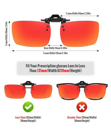 MEETSUN Polarized Clip On Sunglasses for Men Women, Fit Over Glasses - color: 2pack-black+red