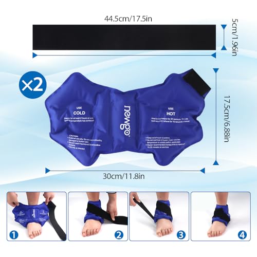 NEWGO Ankle Ice Wrap – Reusable Cold Pack for Swelling, 2 Pack - color: Blue-2pack
