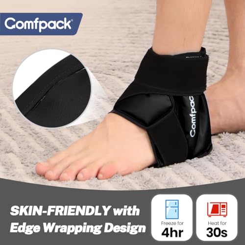 Comfpack Ankle Ice Pack Wrap for Swelling, FSA Eligible - color: Black-1 Pack