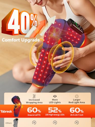 Red Light Therapy Wrap for Knee & Calf 100 LEDs with Soothing Vibration