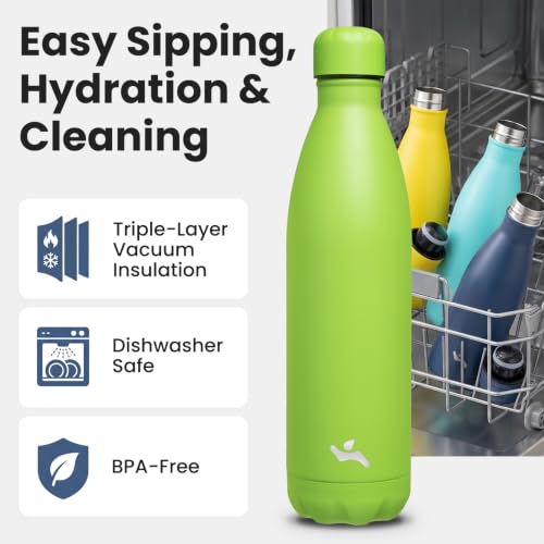 Konokyo 25 oz Insulated Stainless Steel Water Bottle, Green - color: Green, size: 25 Ounces