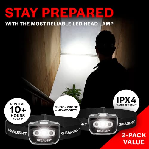 LED Headlamp 2-pack Battery Powered (AAA) (Batteries Not Included) | Head Lamp for Running Hunting Camping Fishing Hiking with Red Light and Adjustable Headband - Bright Forehead Headlamp 7 Modes - size: 2 Pack, Battery Powered (Batteries Not Included)