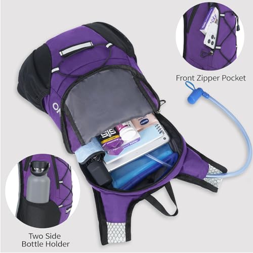 Lightweight Hydration Backpack, Running Backpack with 2L Water Bladder - color: Purple