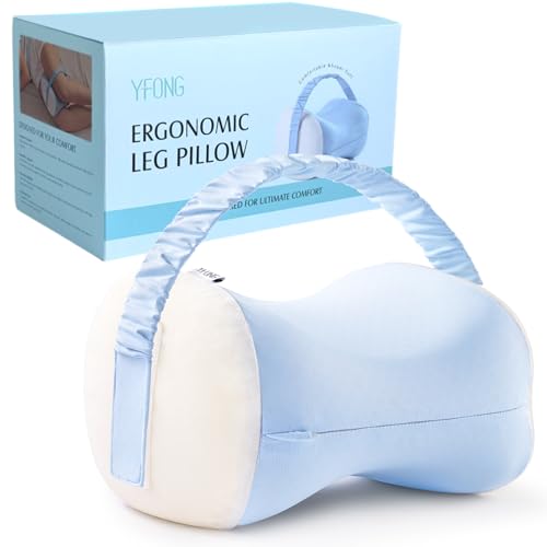 YFONG Knee Pillow for Side Sleepers, Breathable Memory Foam Leg Pillow Blue