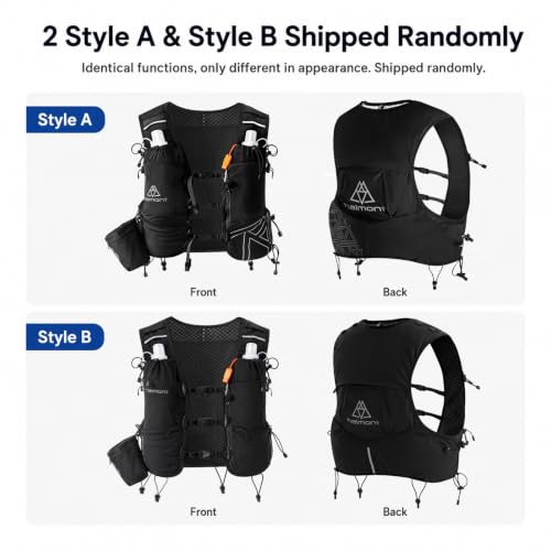 Haimont 8L Trail Running Hydration Vest with Soft Flasks - color: Black, size: Small