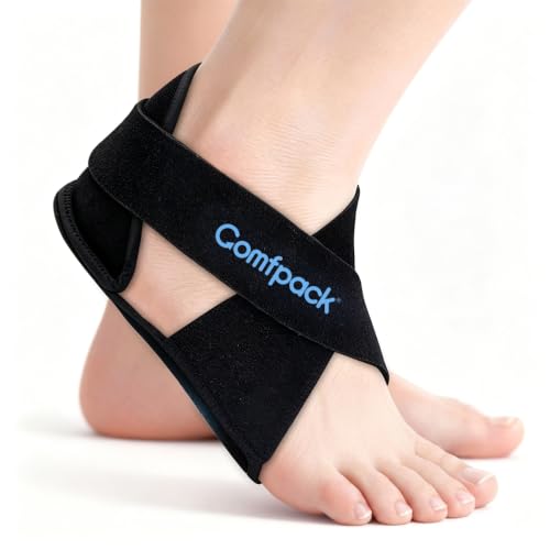 Comfpack Plantar Fasciitis Relief Ice Pack with Full Heel Sole Gel Coverage - color: Black