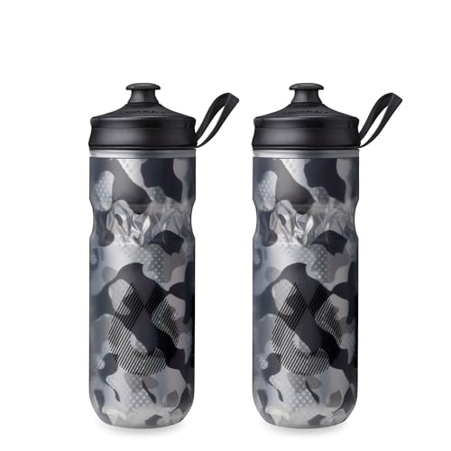 HydraPak Polar Sport Insulated Water Bottle 2-Pack (20oz, Contender Black) - color: Contender Black, style: 20oz/600ml (2-Pack)