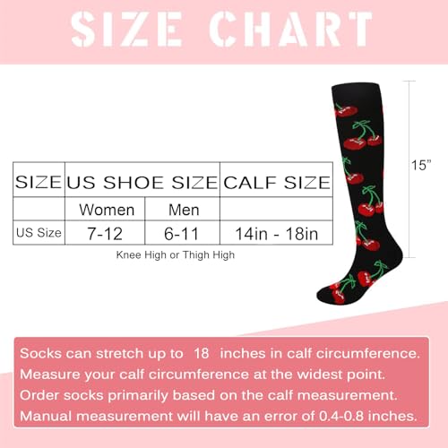 Junely Compression Socks for Women Knee High Funny Socks - color: A1-cherry