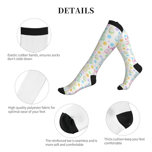 Compression Socks Knee High Support Socks Women Circulation Stockings for Athletic Running Cycling Flying - color: Easter