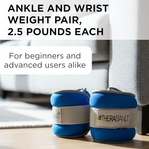 THERABAND Ankle Weights, Leg Weight, Wrist, Cuff, 2.5 lb, 2-Piece Set, Blue - size: Level 3 / 2.5lb