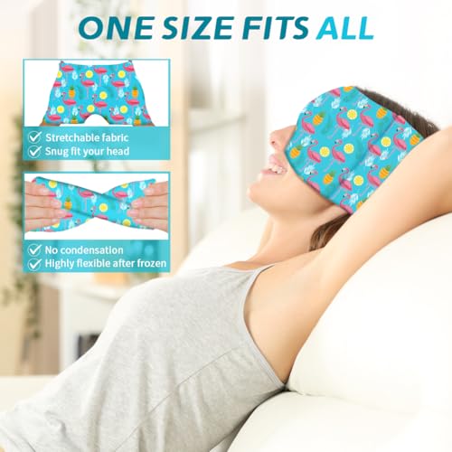 Migraine Relief Cap, Soothing Headache Ice Face Mask Products - color: Pink+blue2