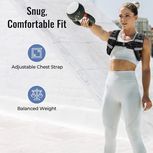Zeerun Weighted Vest, 6/8/10/12/15/18/20/24/30LB for Men Women - color: Black, size: 8 Lb