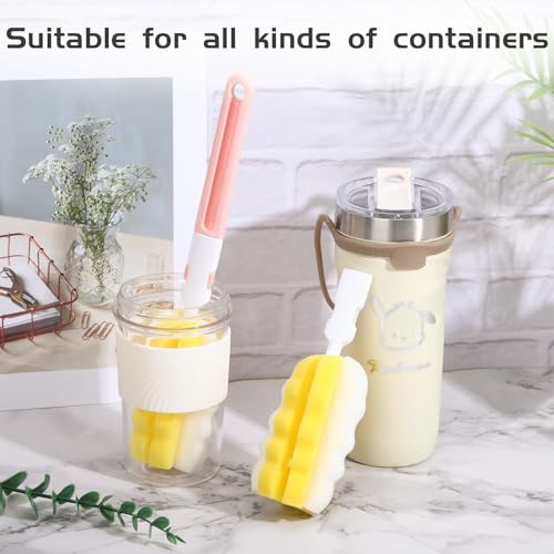 4Pcs Bottle Brush Sponge, Bottle Sponge Brush Cleaner(4Pcs+2Nipple Brushes) - color: Multicolor(4pcs+2 Nipple Brush)