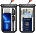 Temdan 2 Pcs Waterproof Phone Pouch, [Up to 10" Large] Universal IPX8 Waterproof Cell Phone Case Dry Bag with Lanyard for iPhone 16 Pro Max/16E/15/14/13,Galaxy S25 Ultra/S24/S23 for Vacation -Black