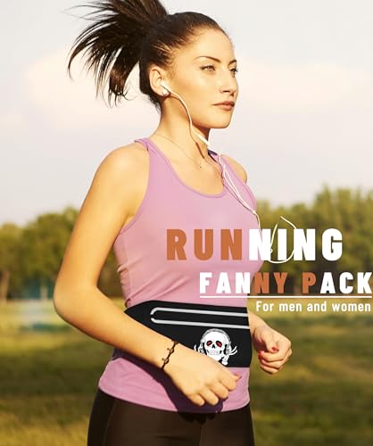 Music Skull Running Belts for Men Runner Waist fanny pack Wallet Holder - color: Music Skull