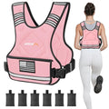 APEXUP Adjustable Weighted Vest, 4-10lb/12-18lb/20-32lb Vest with 6 Ironsand Weights and Large Pocket, Weight Vest for Men Women Strength Training, Running, Walking - color: Pastel Pink, size: 20-32lbs