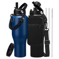 40 oz Vacuum Insulated Water Bottle, Fits Car Cup Holder – Leak Proof Mug - color: Navy Blue, size: 40 Ounces