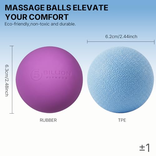 5BILLION FITNESS 2 Pack Massage Lacrosse Ball Set Deep Tissue Massage Balls - color: Blue-purple