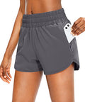 SANTINY Women's Athletic Running Shorts with Zipper Pockets - color: Dark Grey, size: Large