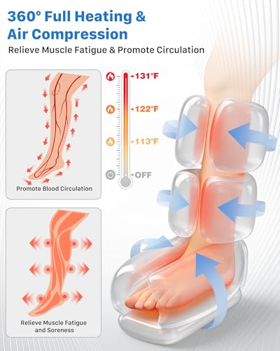 Air Compression Leg Massager with Heat for Foot & Calf Fast Recovery