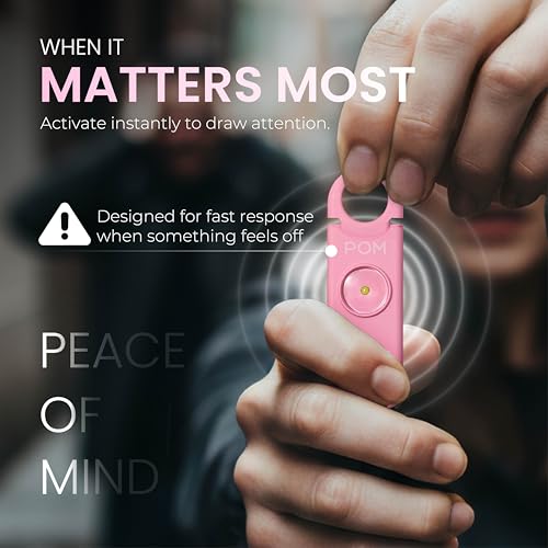 POM Personal Safety Alarm for Women – 130dB Loud Emergency Siren, USB-C Rechargeable with Bright LED Flashlight, Portable Keychain Design for Self Defense, Purse, Backpack & Travel (Pink) - color: Pink