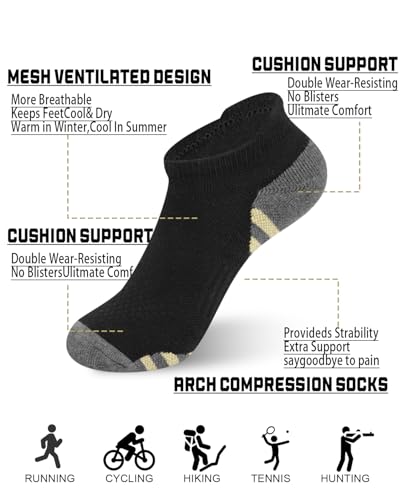 6 Pairs Copper Ankle Compression Socks for Women ＆ Man,Running Socks - color: 03-3black3white, size: Small-Medium