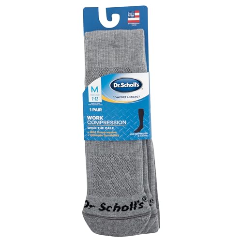 Dr. Scholl's Men's Athletic & Work Compression Over the Calf Socks - 1 & 3 Pair Packs - Fatigue Relief - color: Gray (1 Pair), size: 7-12