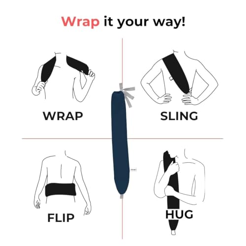 Ribcap Hot and Cold Water Wraps for Pain Relief | Navy Blue | Hot Water Bottle with Cover | Extensive Coverage | Hands Free Strap | Leak Proof - color: Navy Blue