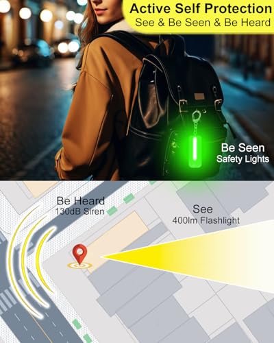 Personal Alarm for Women, Rechargeable with Safety Lights & Low Battery Notice, 130dB Siren with Extra Bright LED Flashlight Strobe Light for Emergency, Dual Light Sources Safety Keychain - color: purple