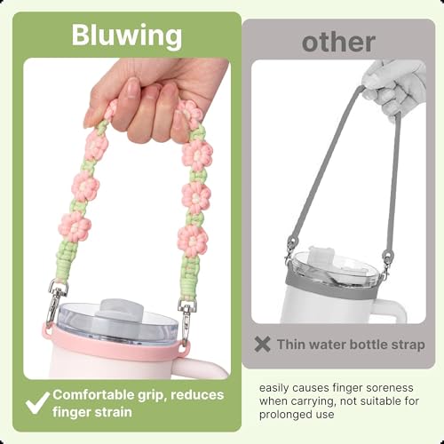 Water Bottle Handle Strap for Stanley Cup, Owala and Most 12-40oz Bottles - color: Black