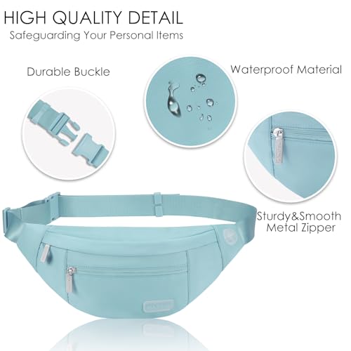 Large Dusty Blue Fanny Pack for Women Crossbody Bag Travel Essential - color: Dusty Blue, size: Large