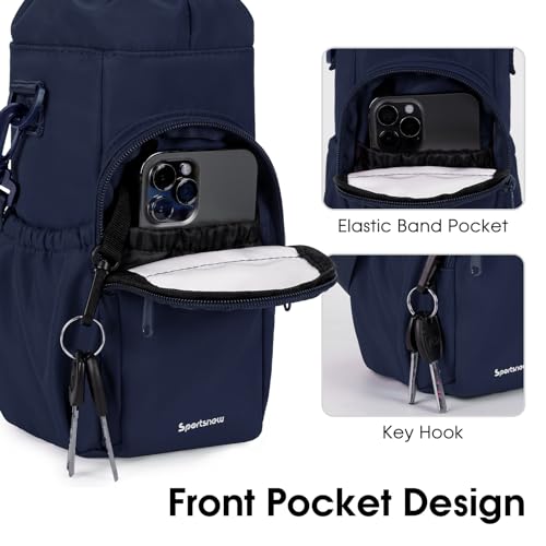 sportsnew 40oz Insulated Crossbody Water Bottle Sling Bag w/Phone Pocket - color: Navy Blue