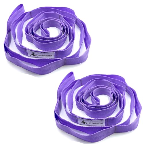 Stretching Strap Yoga Strap with Loops for Physical Therapy, Non-Elastic - color: Purple+Purple