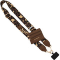 Save the Girls Clip & Go Phone Lanyard with Wallet Pouch, Leopard - color: Leopard Brown/Gold