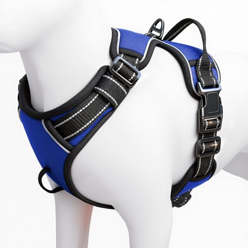 No Pull Dog Harness, No-Choke Soft Padded Reflective Dog Vest Harness with Front Clip & Top Handle, 2 Quick-Release Buckles, Adjustable for Small Medium Large Dogs - color: Dazzling Blue, size: X-Small