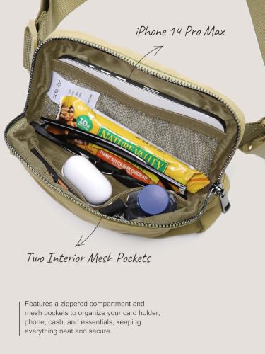ODODOS Unisex Mini Belt Bag with Adjustable Strap Small Fanny Pack for Workout Running Traveling Hiking, Khaki Green - color: Khaki Green