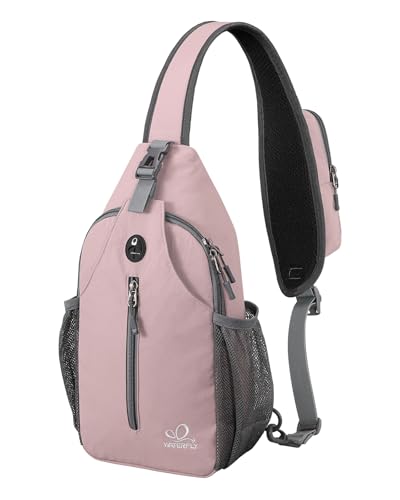 WATERFLY Crossbody Sling Backpack Sling Bag Travel Hiking Daypack - color: Pink