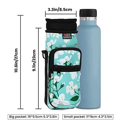 Nuovoware Water Bottle Carrier Bag, 25oz/32oz, Green Lily - color: Green Lily, size: 25-32 Ounces - Standard