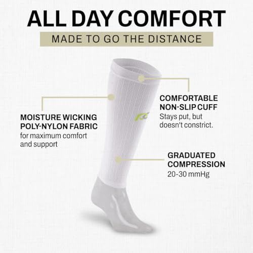 PRO Compression Marathon Calf Sleeve, Navy Over White, L/XL (1-Pack) - color: Navy Over White, size: Large/X-Large