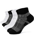 IRAMY Ankle Compression Socks for Women Men Cushioned Athletic Running Socks Plantar Fasciitis Relief 2/3/4/5/6 Pairs - color: Black+white(4 Pairs), size: Small