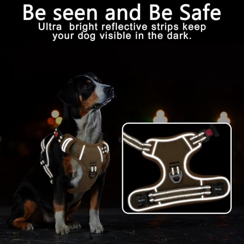 HEELE Dog Harness, Soft Padded, Neck Release Buckles,Easy On & Off, Brown S - color: Lock Brown, size: S (Pack of 1)