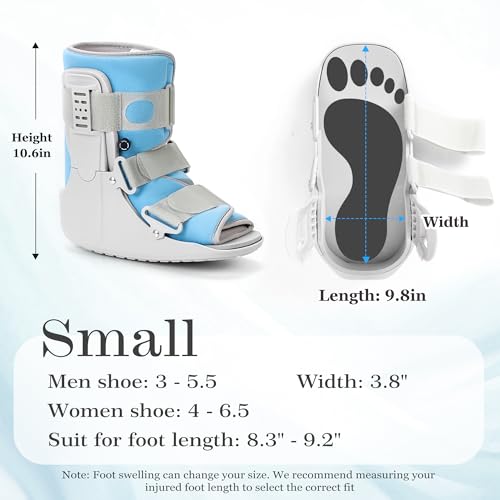 Jewlri Walking Boot for Broken Foot Injury, Air Cam Walker Boot, S - color: Grey & Light Blue, size: Small