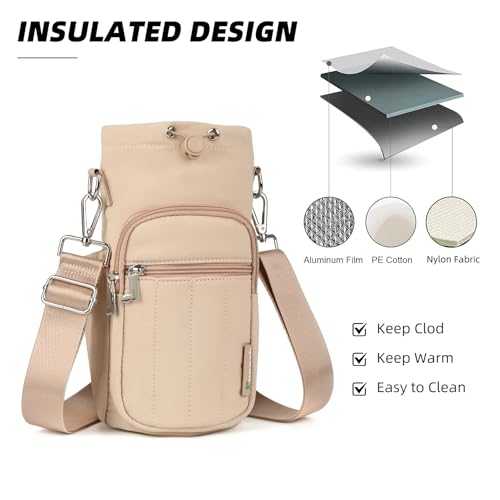 Rueesh Water Bottle Holder Bag with Adjustable Strap - color: Camel