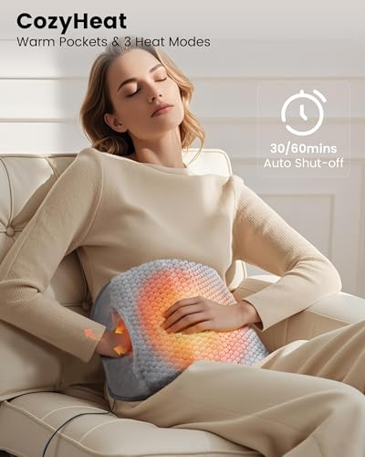 COMFIER Heating Pad with Graphene Heat & Massage for Back FSA Eligible Item - color: Dark Grey